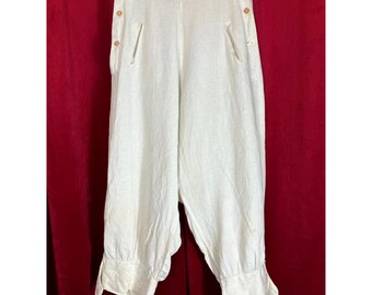 Antique Men's Linen Summer Plus Fours Fall Front Golf Knickers Button fly