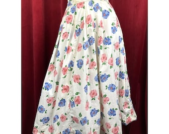 27.5 W Vintage 40s Novelty Print Cotton Floral Skirt Sun Summer Beach