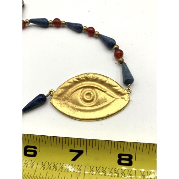 Artisan beaded eye of Horus Egyptian revival necklace View 3