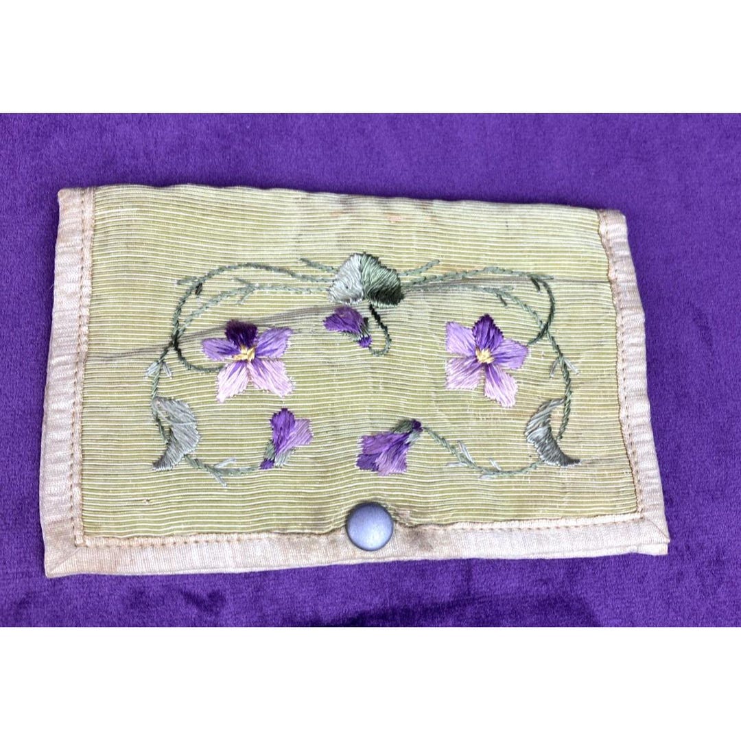 Antique Edwardian 20s Handkerchief Storage Pouch Case Embroidered ...