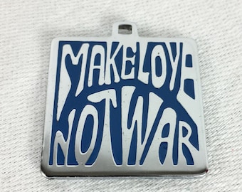 60s MAKE LOVE Not WAR Pendant Summer Love Counter Culture Necklace Dog Tag