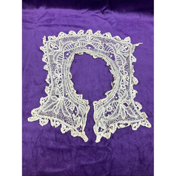 Antique Victorian Edwardian Handmade Lace Collar Needs Bobbin Fine