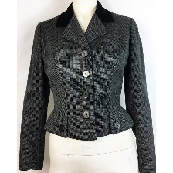 Vintage Late 40s New Look Nip Waist Tweed Jacket … - image 1