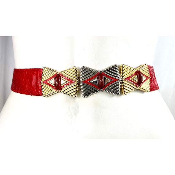 Vintage Judith Leiber Art Deco Motif Lipstick Red… - image 1