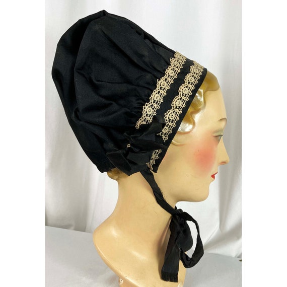 19th C Silk High Crown Bonnet Victorian Folk ? - image 1