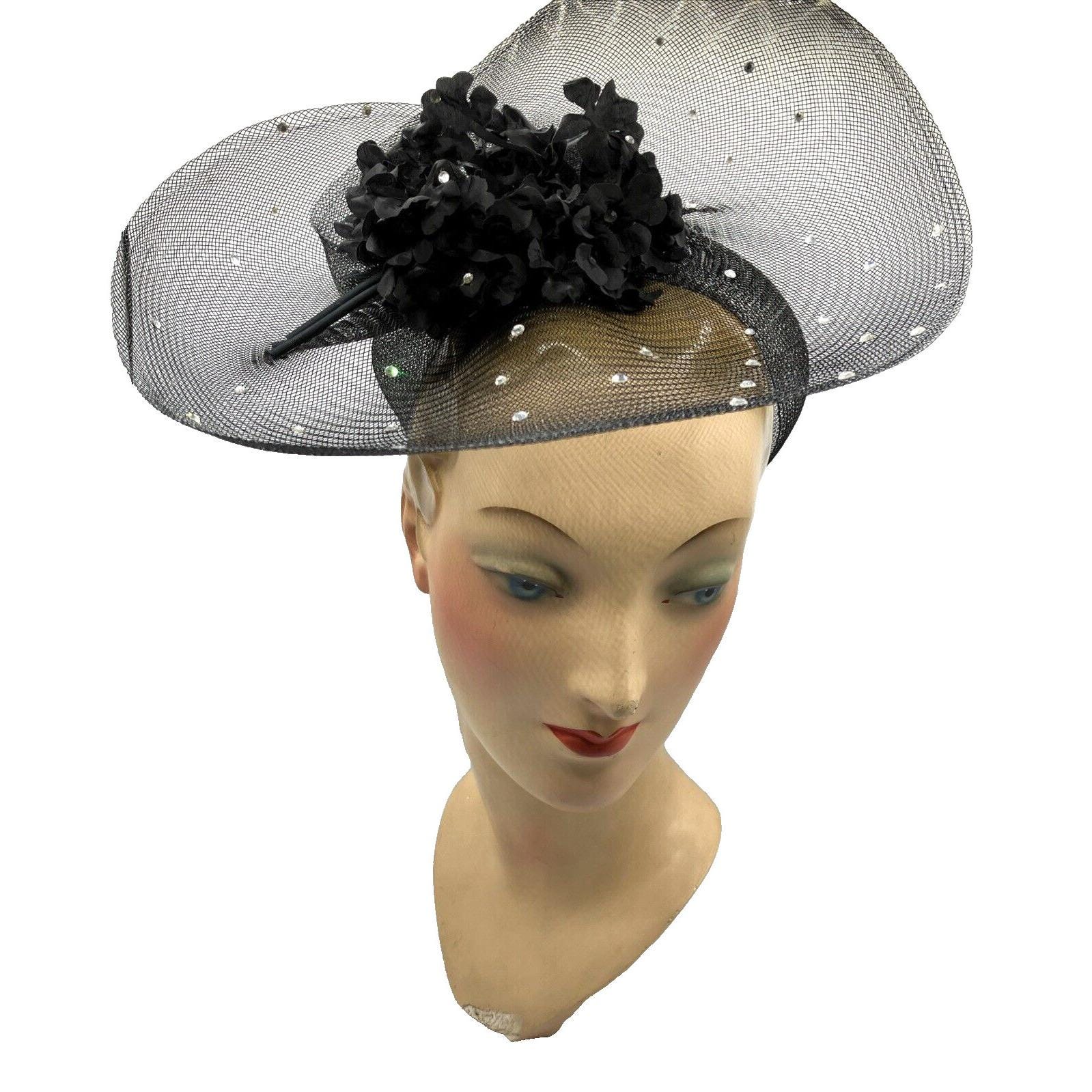 Vintage 80s avant-garde fascinator mesh crystal embellishment flower Hat 80s Fascinator - Etsy main image 4