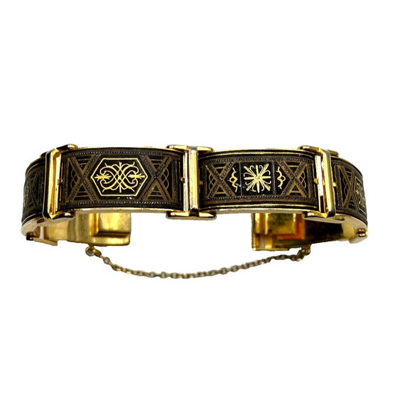 Vintage Damascene Panel Bracelet Victorian Style