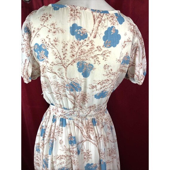 Vintage 1940s silk novelty print floral branch bl… - image 6