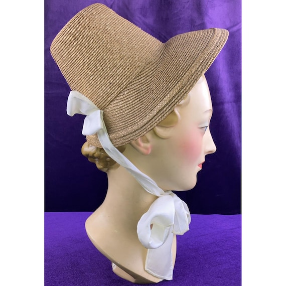 Regency - 1840s Straw Poke Bonnet Victorian Carriage Antique