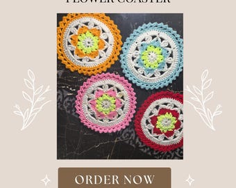 Gehäkelte Blumenuntersetzer-Muster - Anfängerfreundliches Blumen-PDF, Cup Mat Digital Tutorial