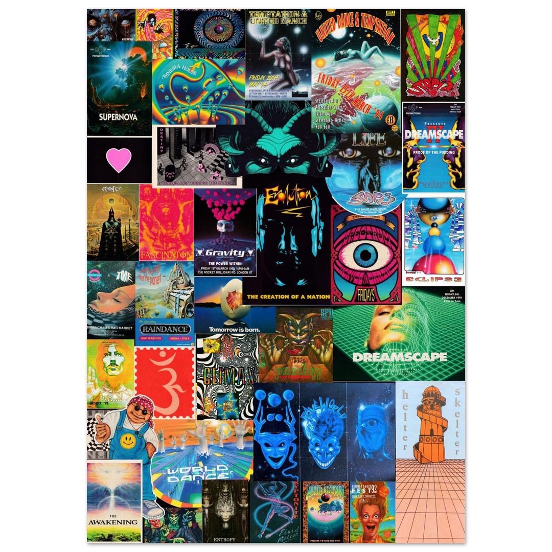 Vintage Rave Authentic UK 80s-90s Rave Flyer Collage (2 of 3) - Etsy