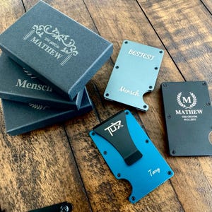 Personalized Engraved Money Clip & Card Holder – Groomsmen Gifts, Best Man Proposal, RFID Wallet, Custom Wedding Favor, Father’s Day Gifts