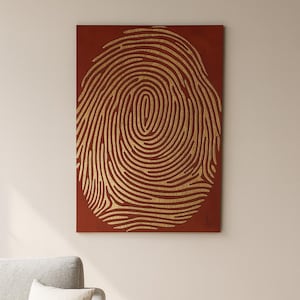 Personalized Fingerprint Copper Wall Art: Handmade Embossed Metal Panel
