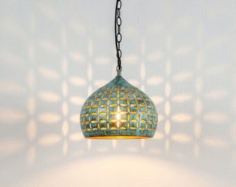 Handmade Oxidized Copper Dome Pendant Light - Vintage Industrial Lighting
