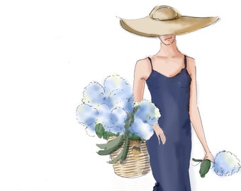 Hello June Fashion Illustration {Heather Stillufsen, Stationery, Notecards,  Fashion Drawing, Girly, }