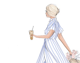 Iced Coffee Season - Heather Stillufsen - Fashion Illustration - Custom Fashion Illustration