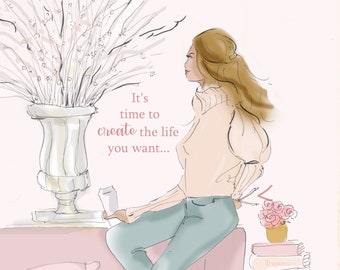 Manifest It - Manifestation Quotes - {Girly Fashion Illustration Pretty Fancy Pink} Heather Stillufsen