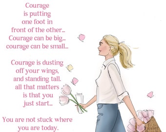 Courage - Motivational artwork, sayings cards prints