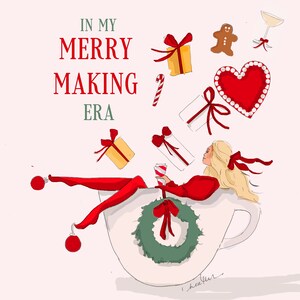 Cartoline di Natale - In My Merry Making Season Girly Fashion Illustration {Cartoline di Natale per le vacanze} Cartoline di Natale Heather Stillufsen