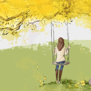 Herbst Kunst Herbst Gelb Oktober Illustration Herbst Kunstdruck: {Herbst} Herbst, Karten Wandkunst, Haus Büro, niedlich und feminin mädchenhaft Dekor}