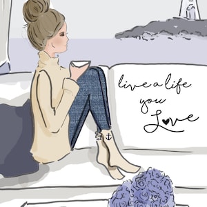 Wall Art for Women - Live a Life You Love - Hello Weekend - Wall Art Print - Digital Art Print - Wall Art -- Print
