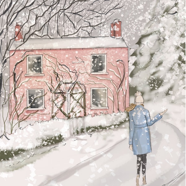 Baby Pink Cottage   - Heather Stillufsen Art -  Cards Heather Stillufsen art