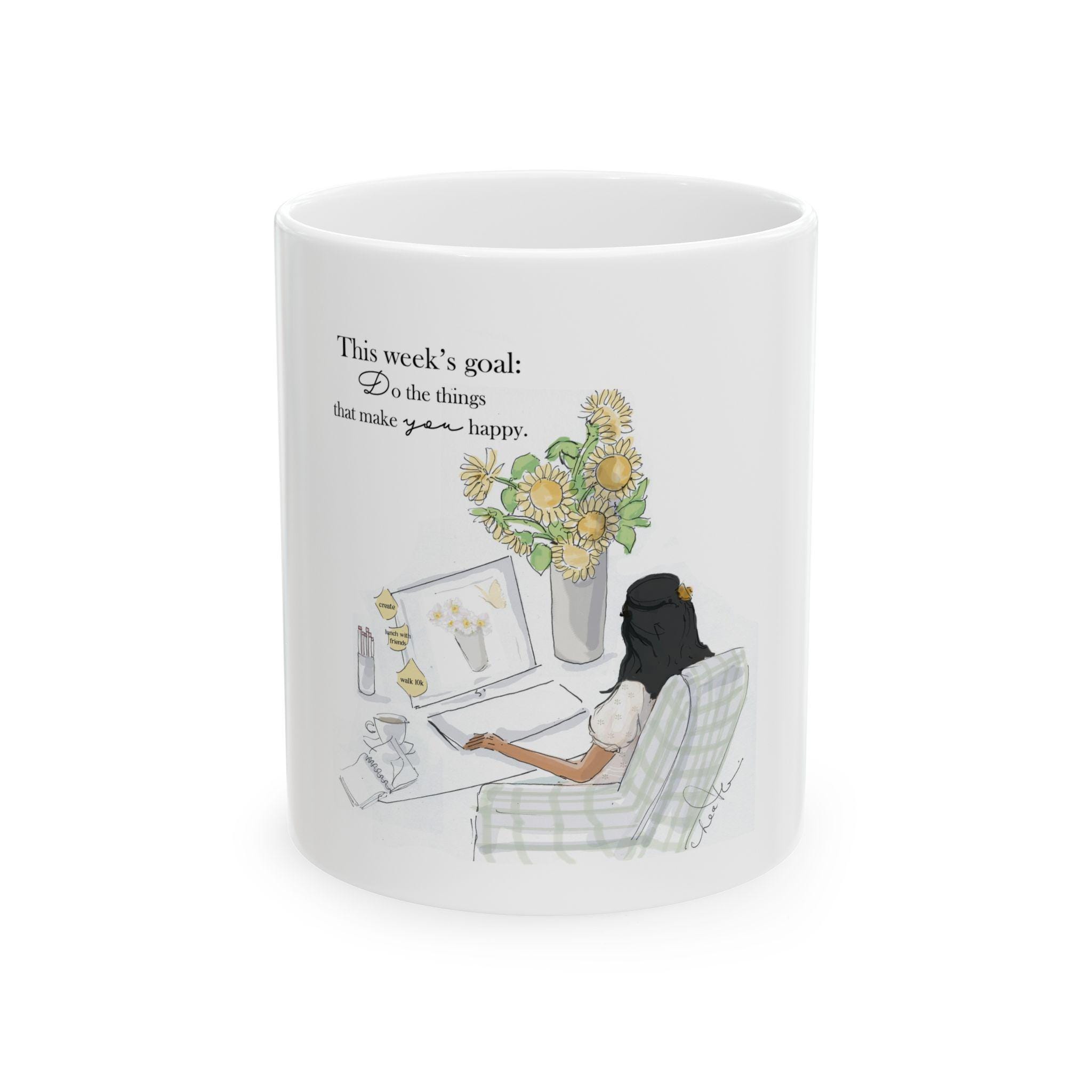 Discover Sunflower Bouquet Ceramic Mug, Goals, Inspirational Mug, Happy Mug, Coffee Lover Gift, Floral