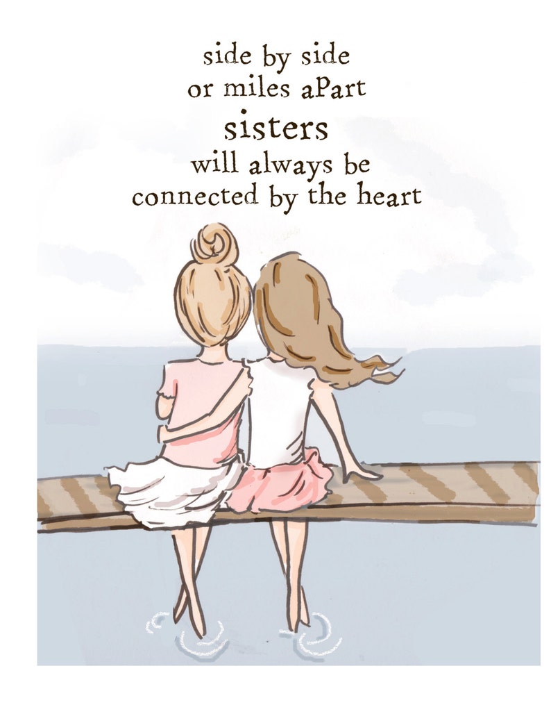 Sister Wall Art Sisters Digital Art Print Sisters Children's Wall Art Print image 2