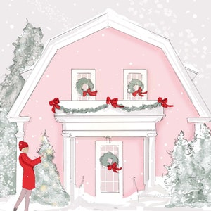 Christmas Cards - Deck the Halls - Pink Houses - Christmas Cards - holiday cards by Heather Stillufsen