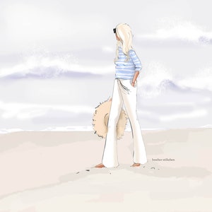 Taking Space down By the Sea - Heather Stillufsen - Fashion Illustration - Coastal Grandmother Style Artwork - Custom Fashion Illustration