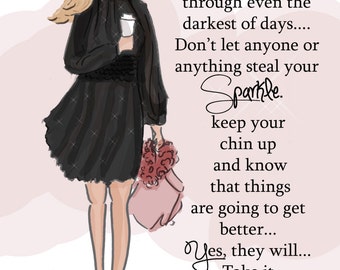 Quotes Every Girl Needs A Little Black Dress Cards For Women Dear Beautiful You, Dark Days Greeting Cards