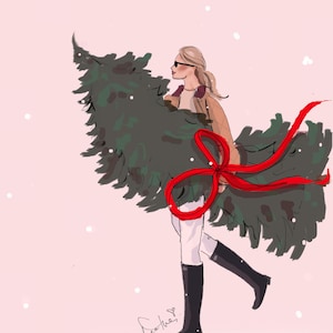 Biglietti di Natale - È ora di prendere l'albero Carini biglietti di Natale Illustrazione {Biglietti di Natale per le feste} Biglietti di Natale Heather Stillufsen