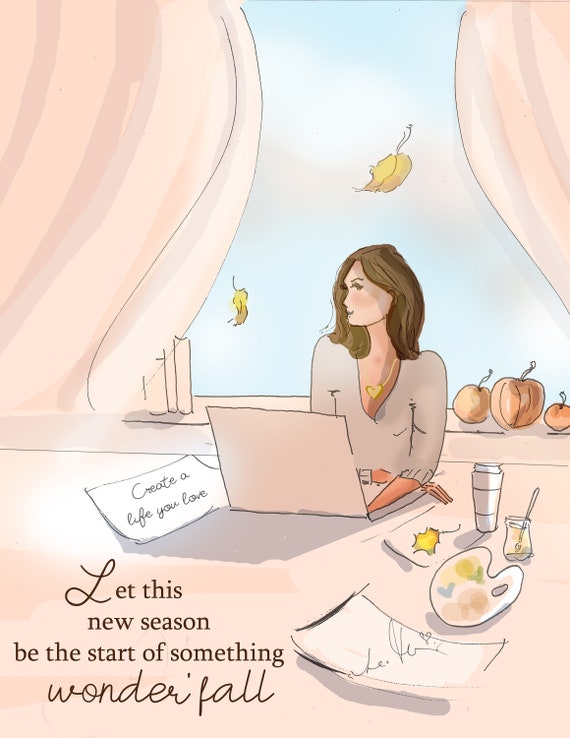 Let This New Season  -  Autumn  Art - Autumn Illustrations Cute Autumn Art Decor