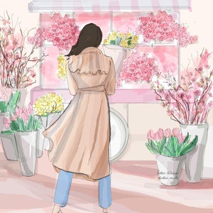 The Flower Cart-kwiatowe kartki dla kobiet {Flower Cart Art Pink Girly Pretty} sztuka dla kobiet-kwiatowa sztuka-Heather Stillufsen Art-