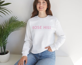 Rose Hill sweatshirt. Pretty pink sweatshirt Logo in Pink