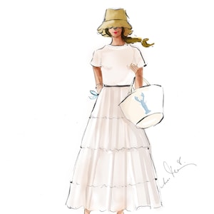 Illustration de mode estivale de la côte est {Heather Stillufsen, papeterie, cartes de correspondance, dessin de mode, girly, papeterie personnalisée}