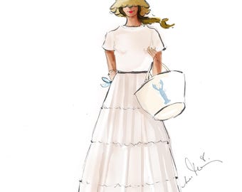 Galerie d'art mural Illustration de mode de la côte est {Heather Stillufsen, Papeterie, Cartes de correspondance, Dessin de mode, Girly, Papeterie personnalisée}