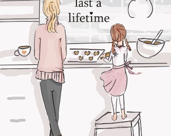 Little Memories-  Family Wall Art Print -Baking Cookies Wall Art -  Digital Art Print -  Wall Art -- Print