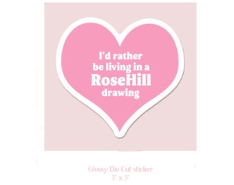 Pink RoseHill Stickers Cute Stickers Pink  Waterproof Vinyl Sticker 3x 3 inches