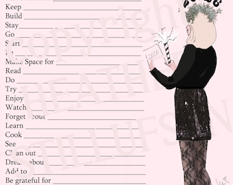 New Years 2026 Bucket List - Printable Digital Download  New Years List {Print at home Bucket List Girly New Years Activity}