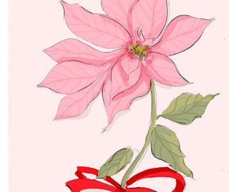 Christmas Cards Thank you cards. Poinsettia Pink Floral Botanical Notecards  Holiday Christmas Cards - Christmas Cards by Heather Stillufsen