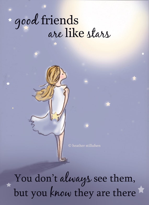 Good Friends Are Like Stars Miss You Card Friendship Etsy