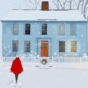 Biglietti di Natale - Blue Christmas Coastal New England {Biglietti di Natale con acquerelli per le feste} Biglietti di Natale Heather Stillufsen