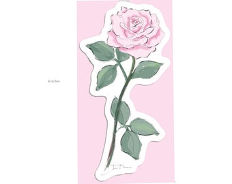 Pink Rose Stickers, Die Cut Rose Stickers Waterproof Vinyl Sticker 2.0 x 4 inches