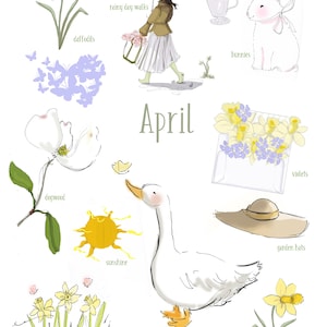 Kwiecień Miękkie życie Ładne kobiece dzieła sztuki i ilustracje Wydruki i karty Heather Stillufsen