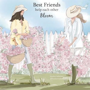 Beste vrienden helpen elkaar bloeien - BFF's - Kaarten - Quotes voor vrouwen - Kunst voor vrouwen - Inspirerende kunst