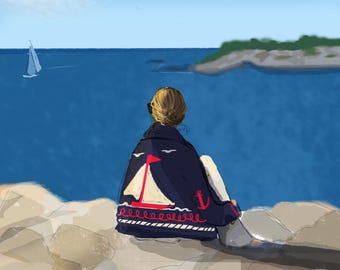 Impression d'art de la côte est | Illustration de la côte de la Nouvelle-Angleterre