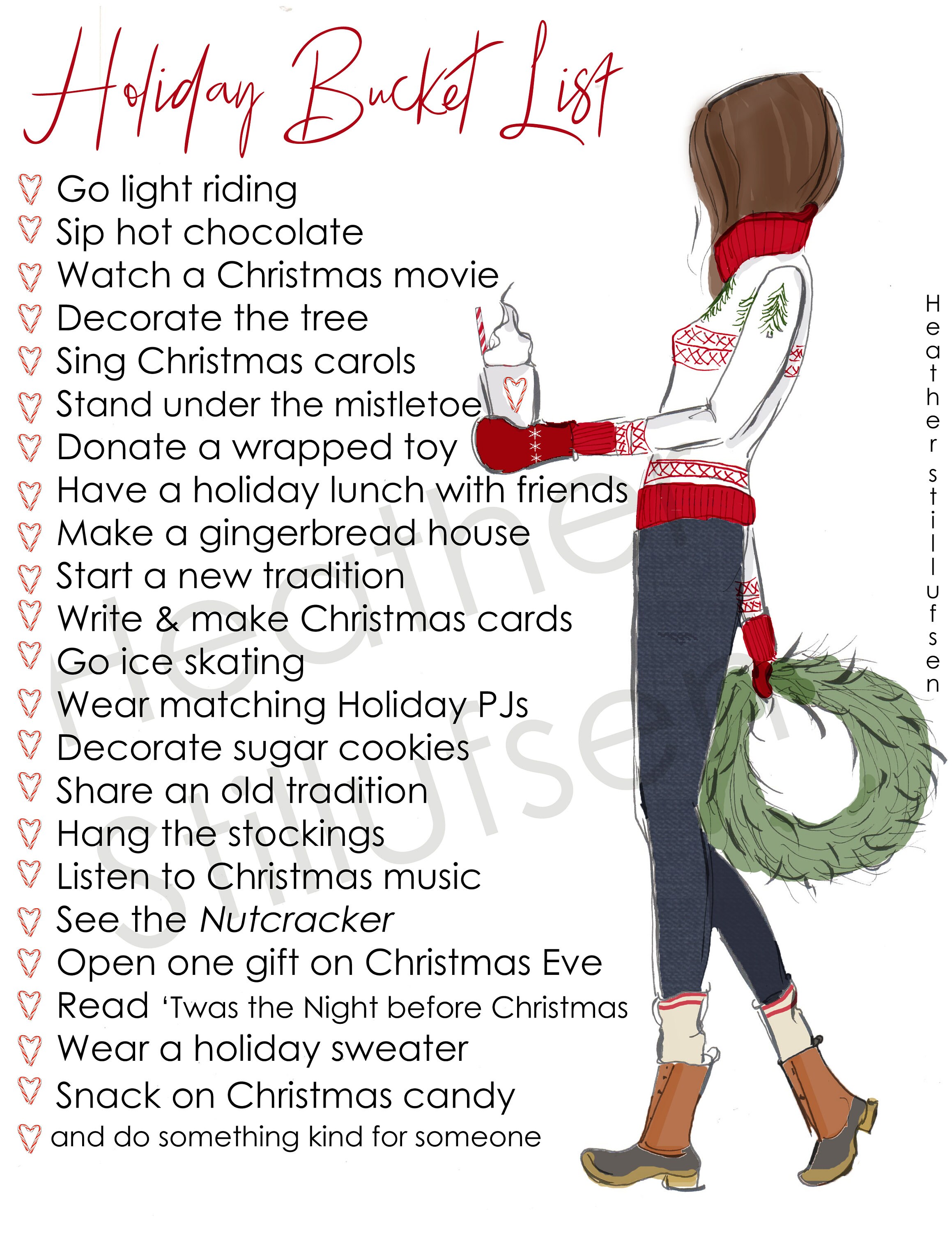 Holiday Bucket List Winter Bucket List Printable Heather - Etsy