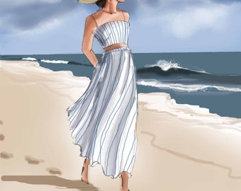 Summer -  Fashion Illustration {Heather Stillufsen, Notecards,  Fashion Drawing, Girly,  Stationery,  Style }