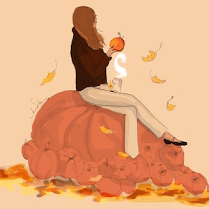 Herbst Kunst Oktober Illustration Ich liebe Herbst Kunstdruck: {Herbst} Herbst, Herbst, Karten und Wandkunst, Büro, niedlich und feminin, mädchenhaft Dekor}